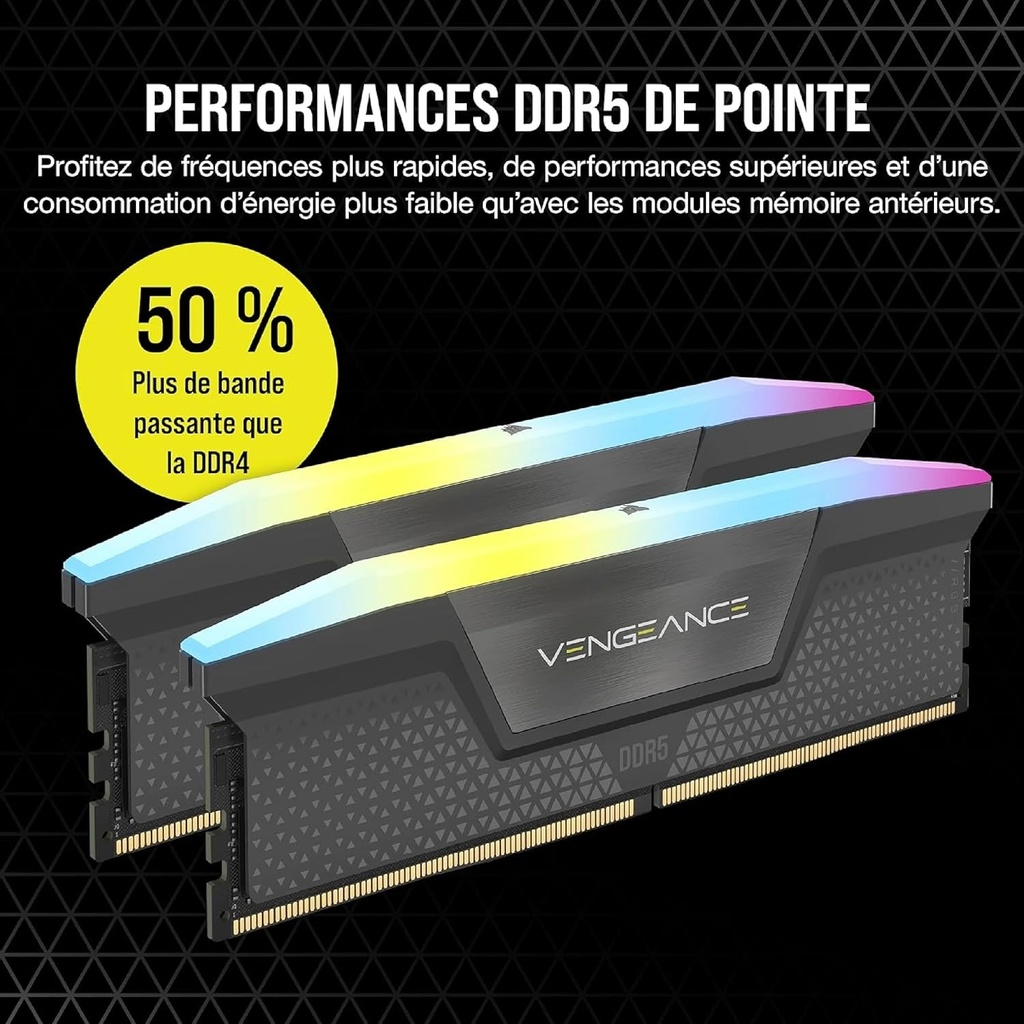 CORSAIR Vengeance RGB DDR5 RAM 64Go (2x32Go) 6000MHz