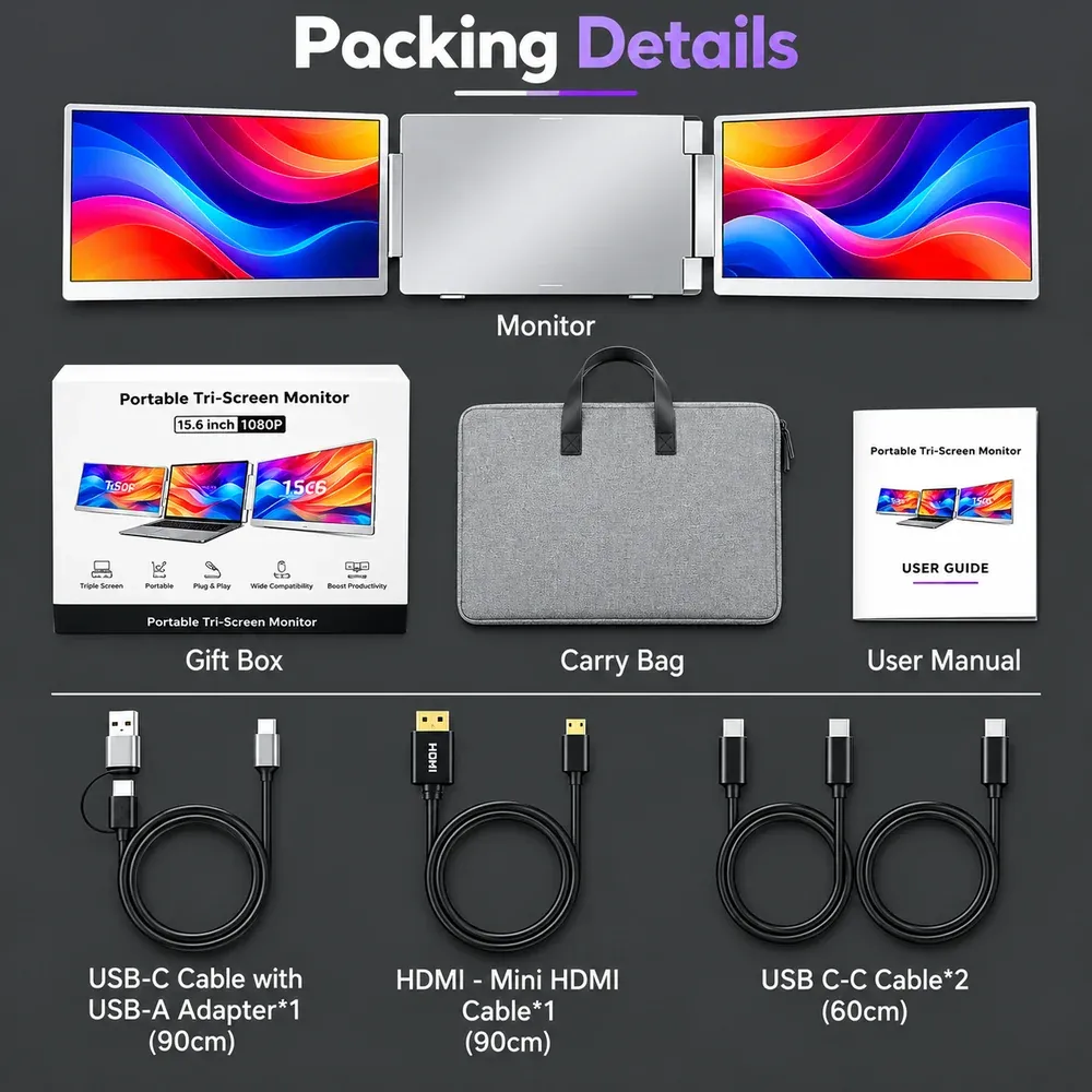 S10 PORTABLE DUAL SCREEN MONITOR 15.6