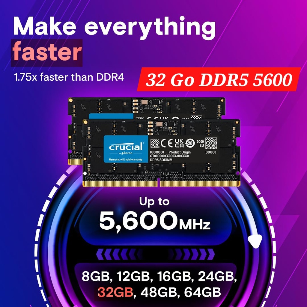 Crucial Ram 32Go DDR5 5600mHz