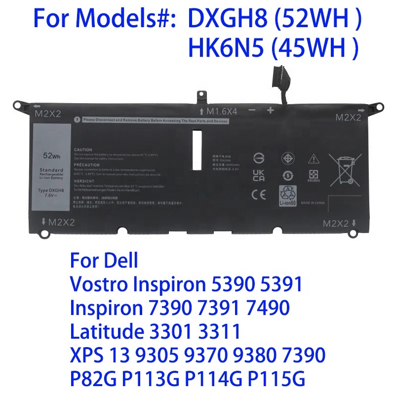Batterie DELL XPS 13 9380 9370 DXGH8 0H754V H754V P82G