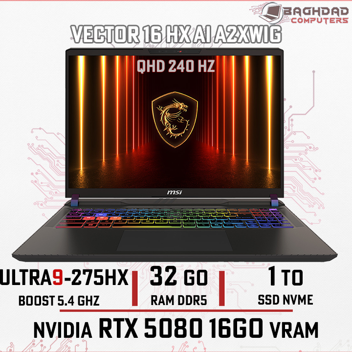 MSI Vector 16 HX AI A2XWHG Ultra 9 275HX NVIDIA RTX 5080 32Go