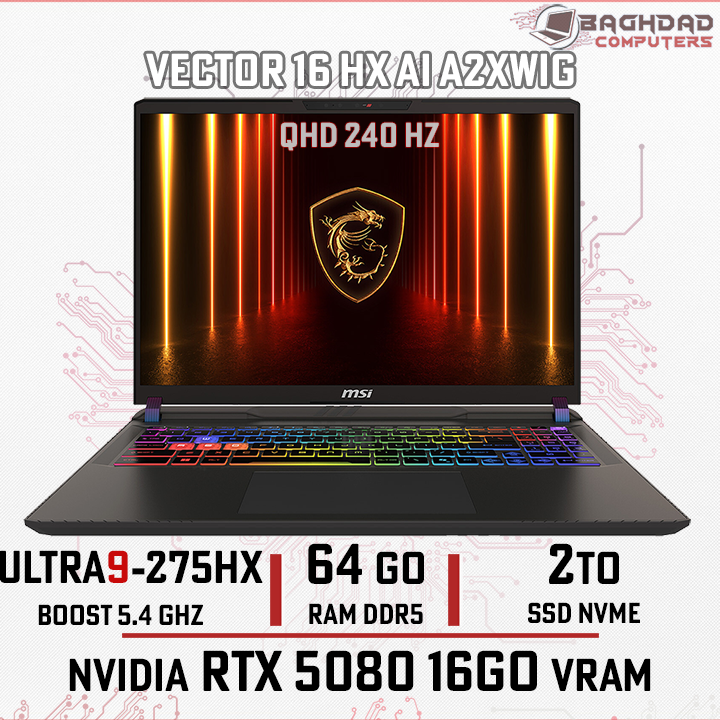 MSI Vector 16 HX AI A2XWHG Ultra 9 275HX NVIDIA RTX 5080 64Go