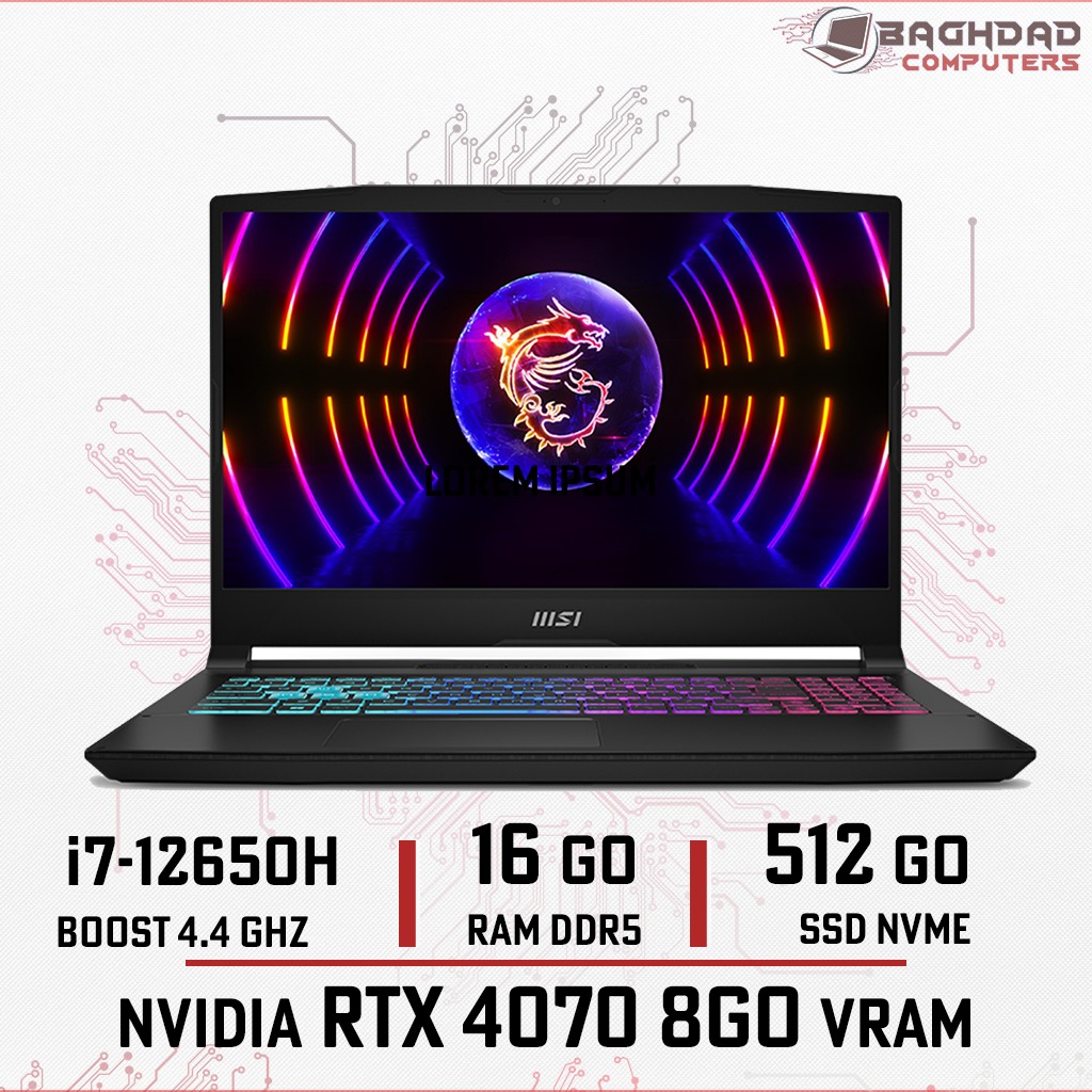 MSI KATANA 15 B12VGK (i7-12th) 16Go RTX4070