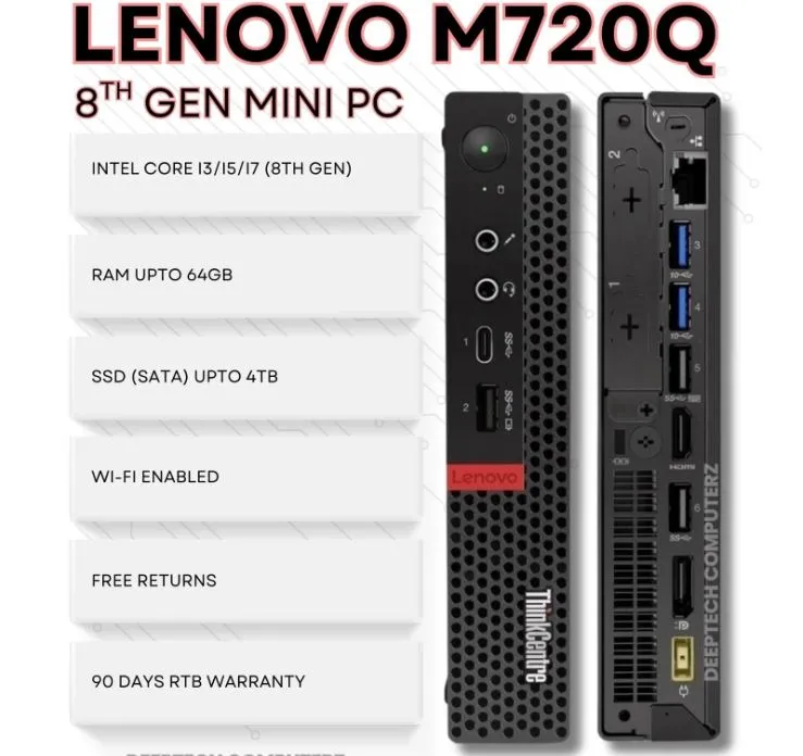 Lenovo ThinkCentre M720q i3 9100T 3.1 GHz 8 Go 256 Go