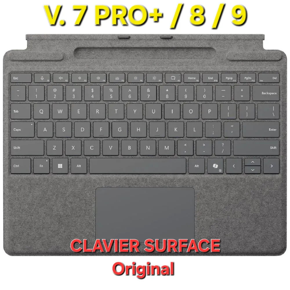 MICROSOFT SURFACE PRO/KEYBOARD Original AVEC RANGEMENT POUR STYLET (NOIR-GRIS)  (Gris)