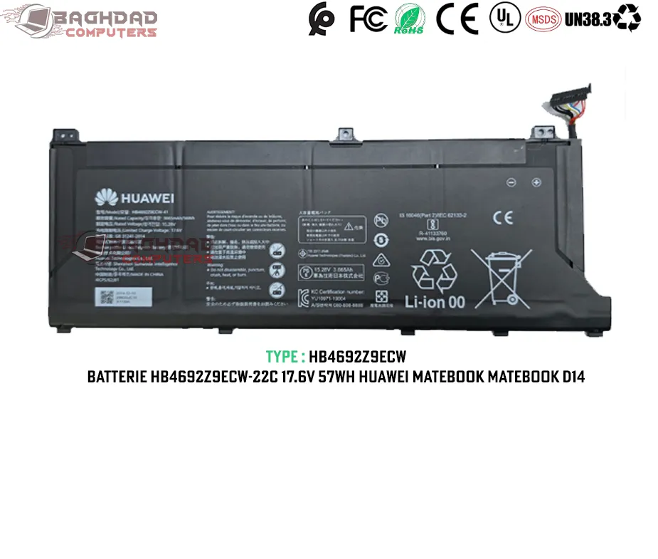 Batterie HB4692Z9ECW-22C 17.6V 57Wh Huawei MateBook Matebook D14 HZ-W09 Magicbook 14