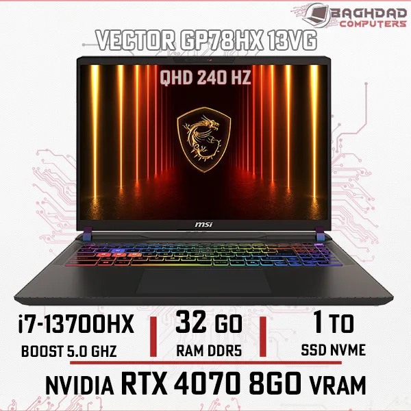 MSI VECTOR GP78HX 13VG (i7-13700HX) RTX 4070 32Go DDR5 1To 240HZ  
