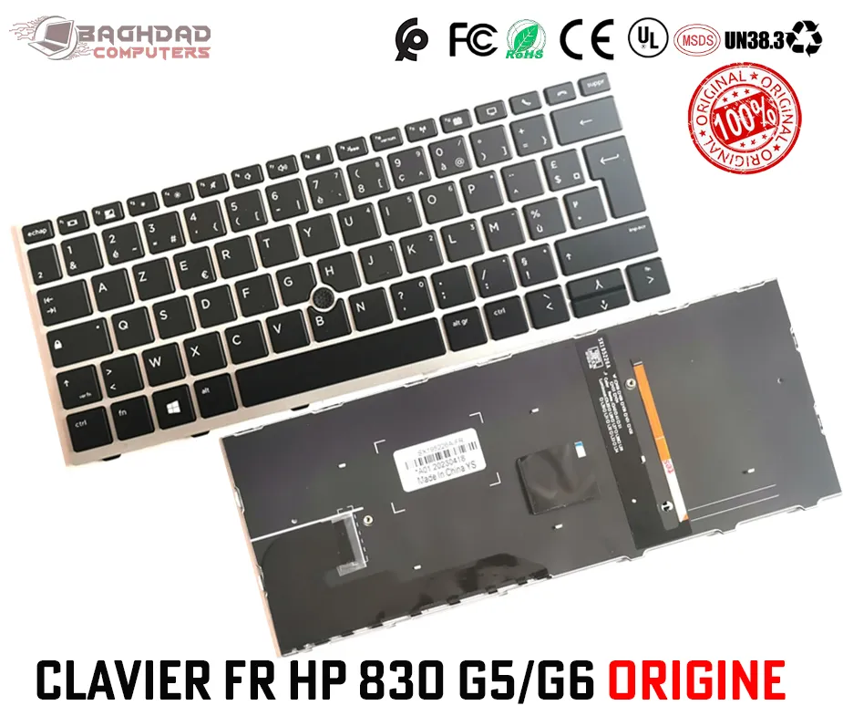 Clavier HP EliteBook AZERTY 830 G5 G6 Rétroéclairage