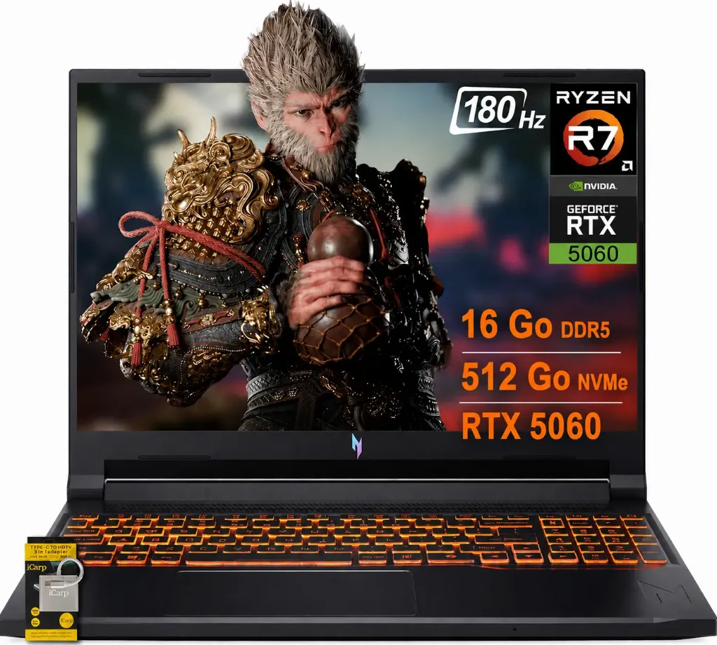 ACER NITRO ANV16-42 AMD RYZ 7 260W RTX 5060 32Go DDR5 1To 180Hz  