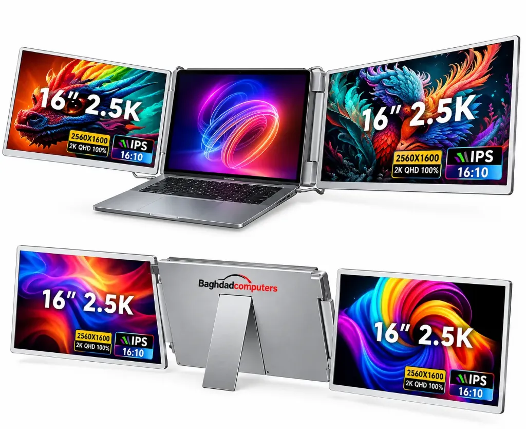 S5 Triple Screen Laptop Monitor 16" Extender 2.5K QHD IPS Compatible Avec Windows & MacOS