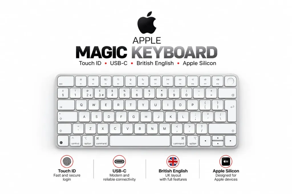 Magic Keyboard with Touch ID for Mac models with Apple silicon (USB–C) -  British English  