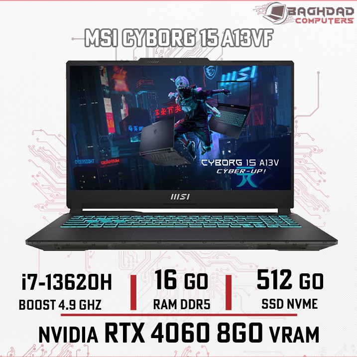 MSI CYBORG 15 A12VF i7 13th 16Go 512Go