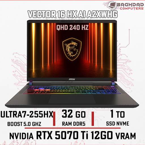 MSI Vector 16 HX AI A2XWHG Ultra 7 255HX NVIDIA GeForce RTX 5070 Ti 12Go