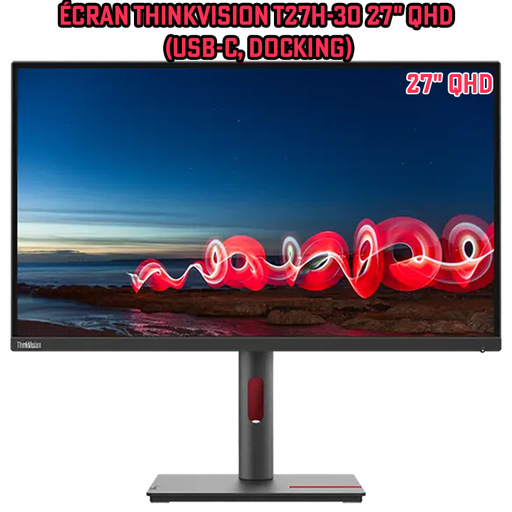 Écran ThinkVision T27h-30 27" QHD (USB-C, Docking)