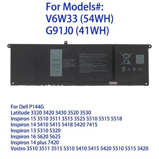 Batterie Dell latitude V6W33 3320 3420 3430 3520 3530 P144G 15V 54WH